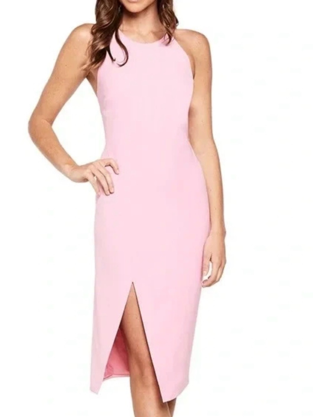 Bardot Cocktail Dress - Vera Open Back Dress in 
Marsh pink
